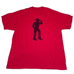 Red Cowboy Graphic‎ Tee Western Style Short Sleeve T-Shirt Size XL Mens
